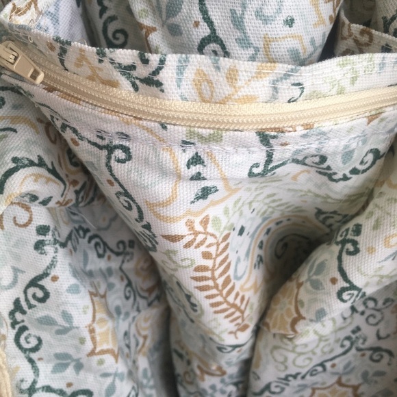 Teal Cream Striped Knit Market Bag Purse Tote - Picture 6 of 7